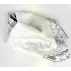 Baby Aspen Little Prince Crown Security Lovey White Silver Satin Trim NWOT